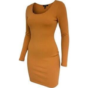 Kimberly Ovitz Womens Long Sleeve Mini Dress Burnt Orange Textured Bodycon Small